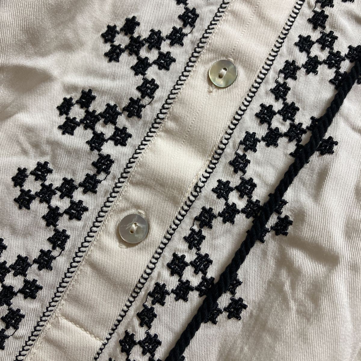 新品　ZARA BASIC ザラ　刺繍フリンジワンピース　ロングチュニック　七分袖　S タック