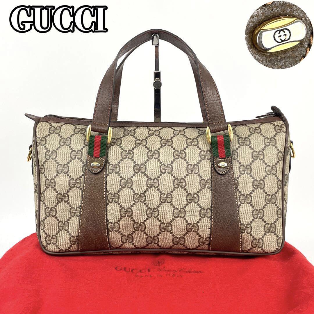 GUCCI オールドグッチ GGスプリーム ミニボストンバッグ ゴールド金具-