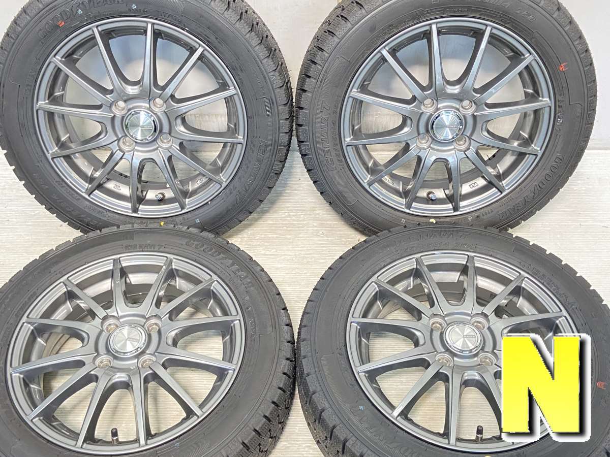 中古タイヤ スタッドレスタイヤ ホイールセット 4本セット 155/65R14 　 WEZEN 14x4.5 45 100-4穴 グッドイヤー アイスナビ 7_画像1