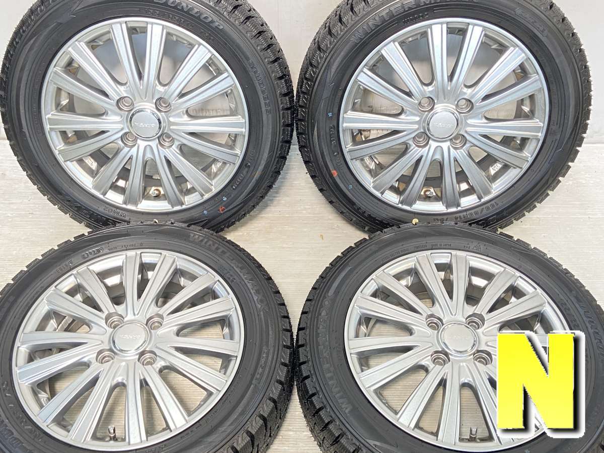 中古タイヤ スタッドレスタイヤ ホイールセット 4本セット 155/65R14 　 VELVA 14x4.5 45 100-4穴 ダンロップ ウィンターマックス WM02_画像1