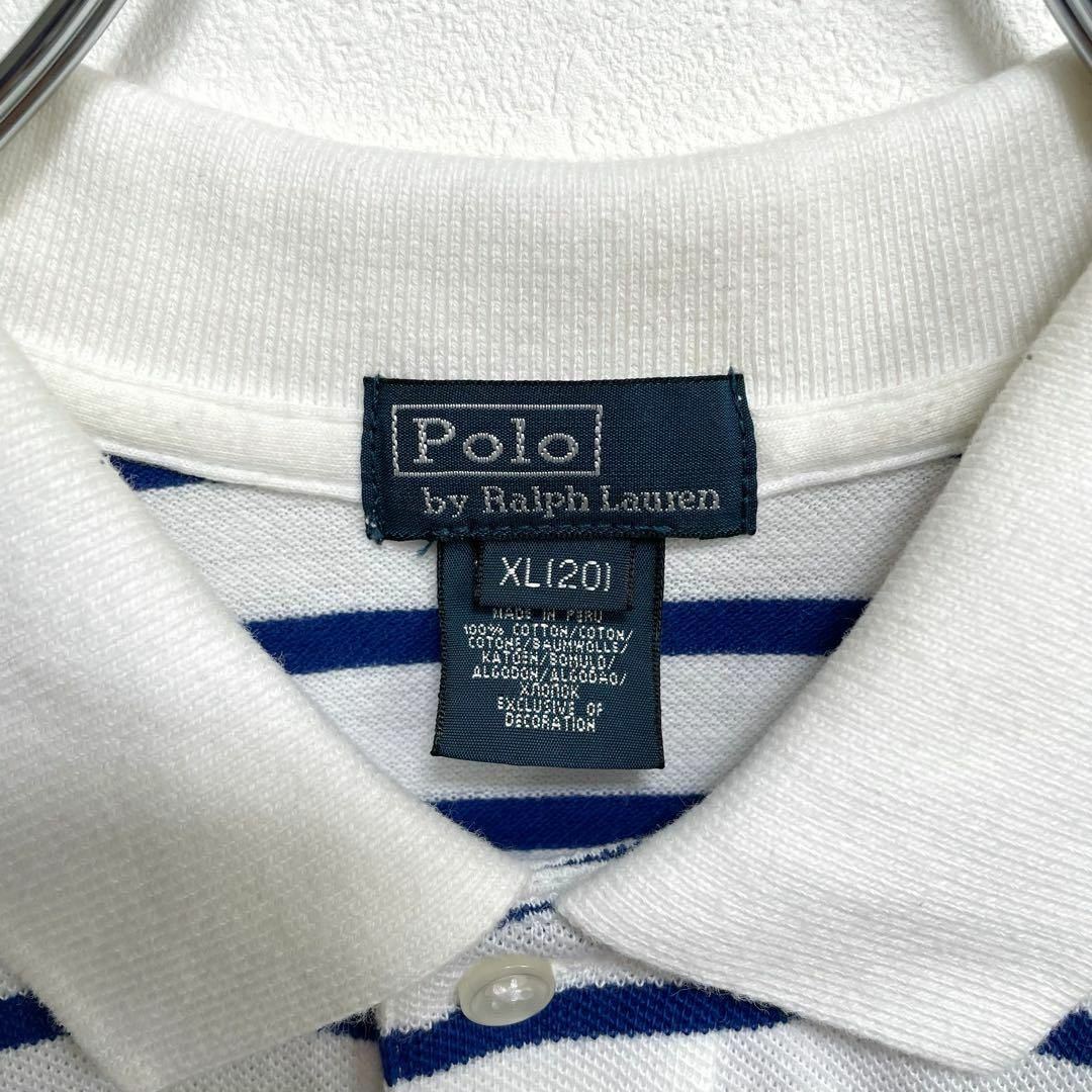 ポロラルフローレン　鹿の子　ボーダー　ビッグポニー　刺繍ロゴ　半袖ポロシャツ　メンズ　Sサイズ　POLO RALPH LAUREN