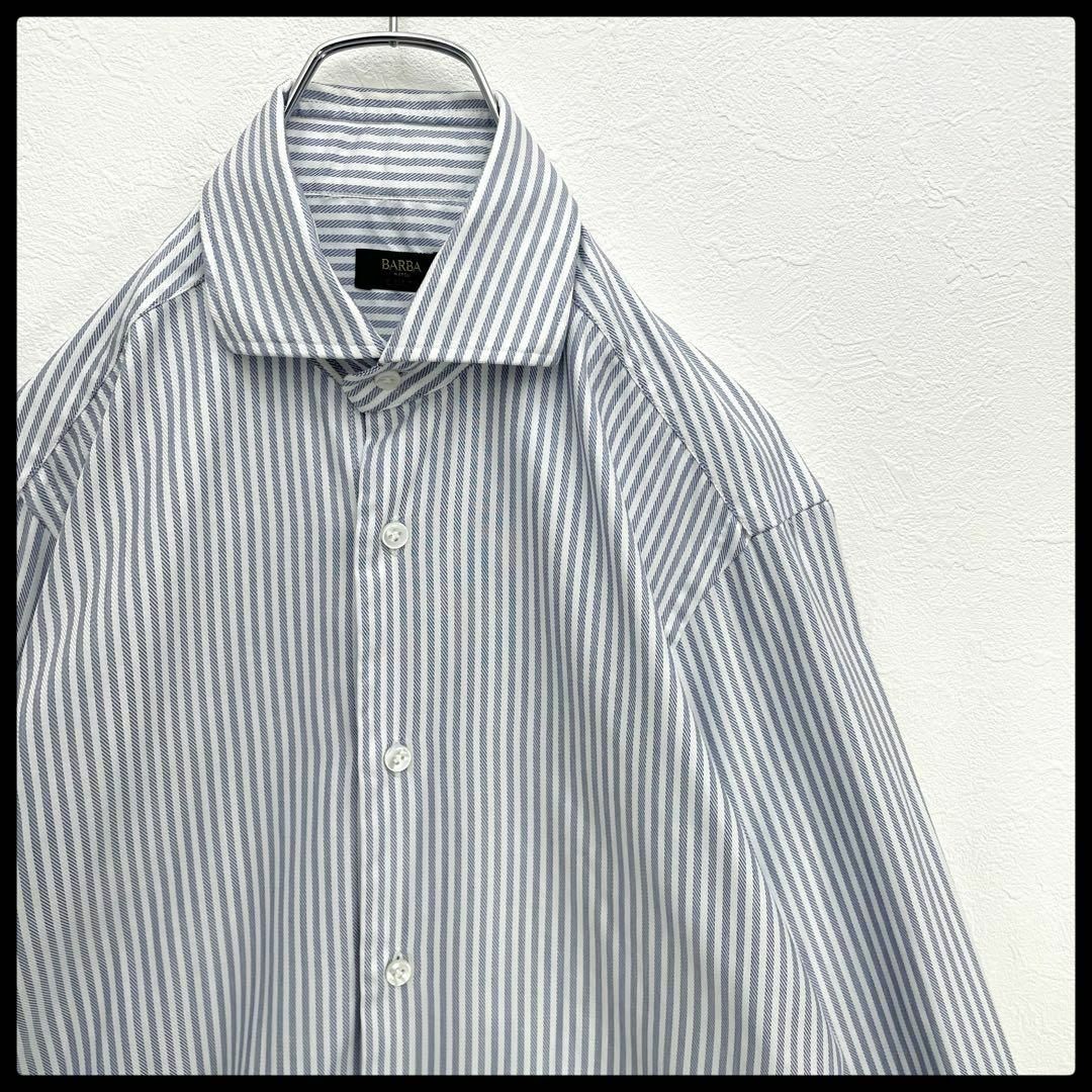 美品　バルバ　BARBA　イタリア　ホリゾンタルカラー　ストライプ　ドレスシャツ　メンズ　14 1/2サイズ