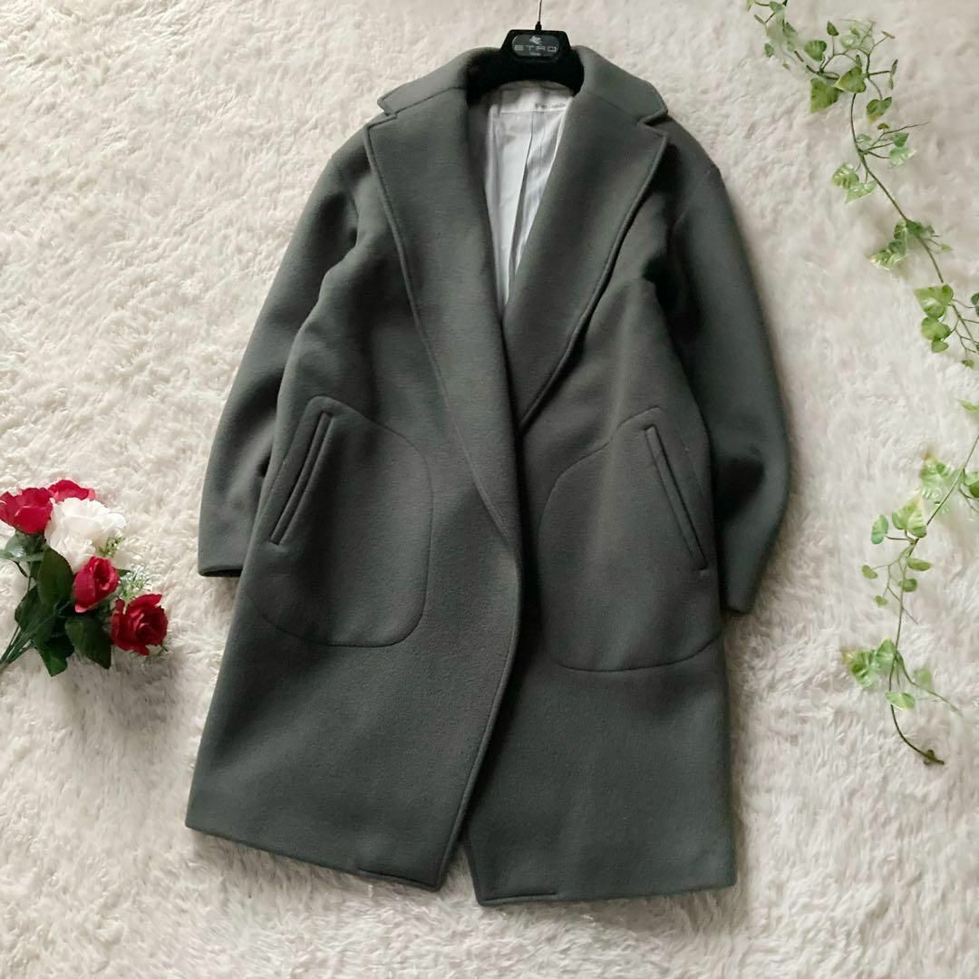 wim gadget long coat gown coat gray wool made in Japan free size Whim Gazette