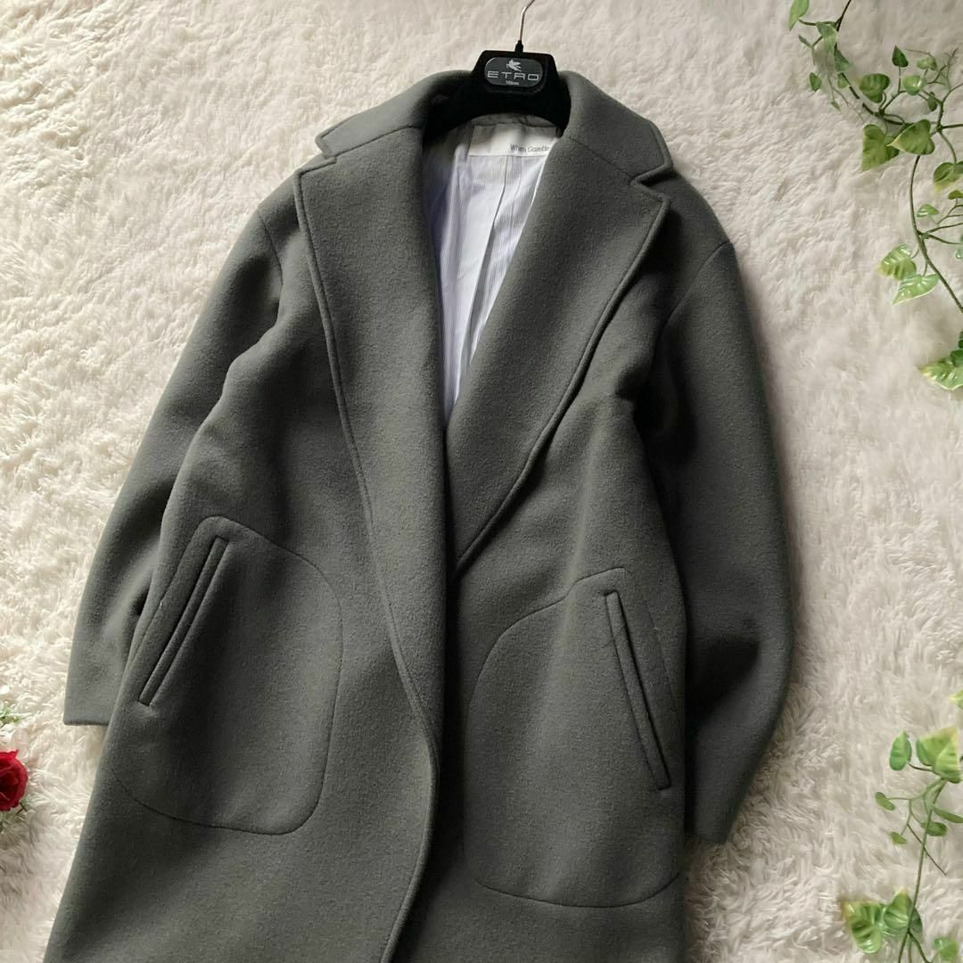 wim gadget long coat gown coat gray wool made in Japan free size Whim Gazette