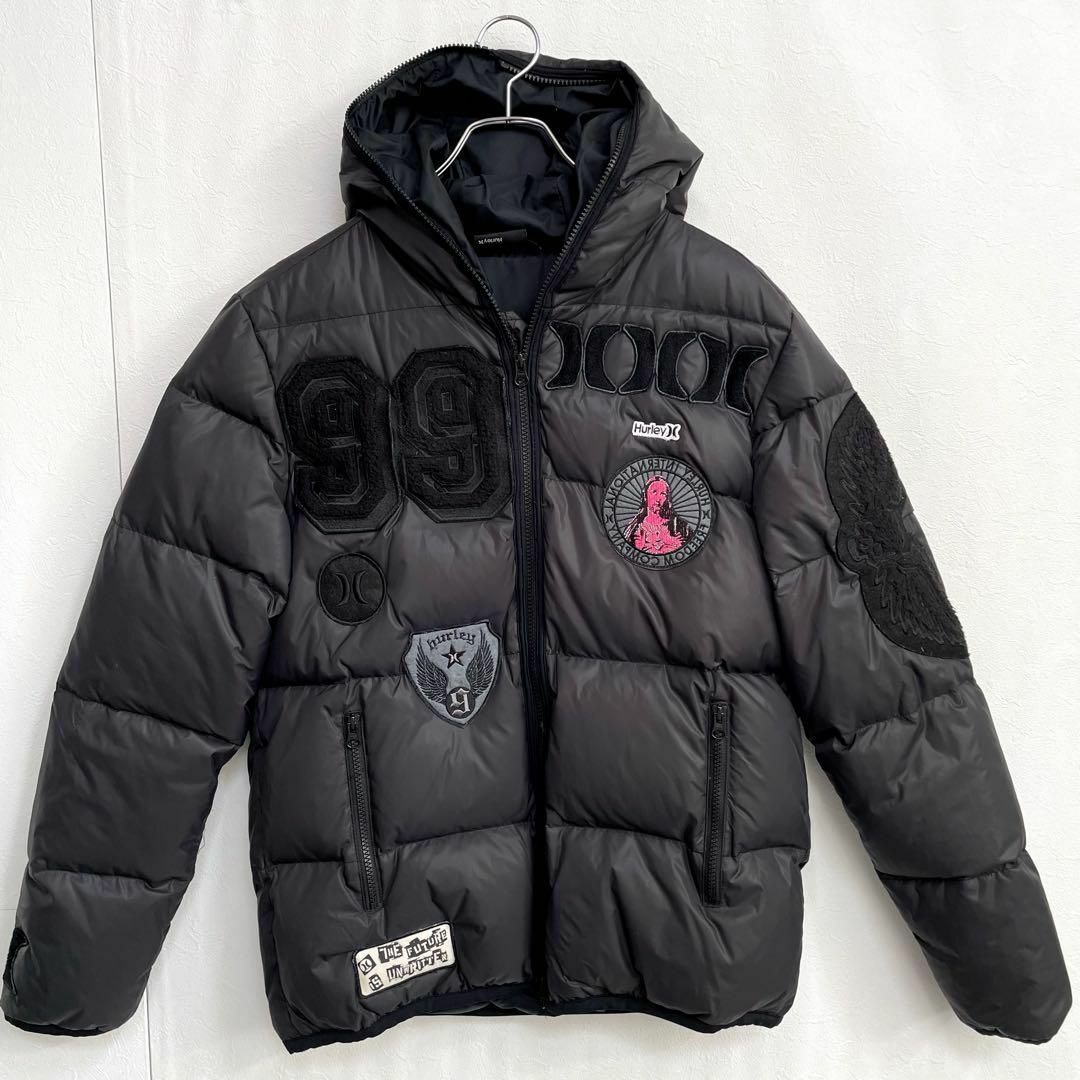 希少 Hurley ハーレー ダウンジャケット ブラック ワッペン 希少 Hurley ハーレー ダウンジャケット ブラック ワッペン
