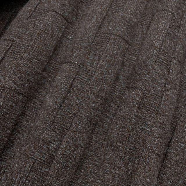 【良デザイン】ラコステ ワニロゴ ワンポイント刺繍 クルーネック ウール ニットセーター メンズ 4サイズ ブラウン LACOSTE