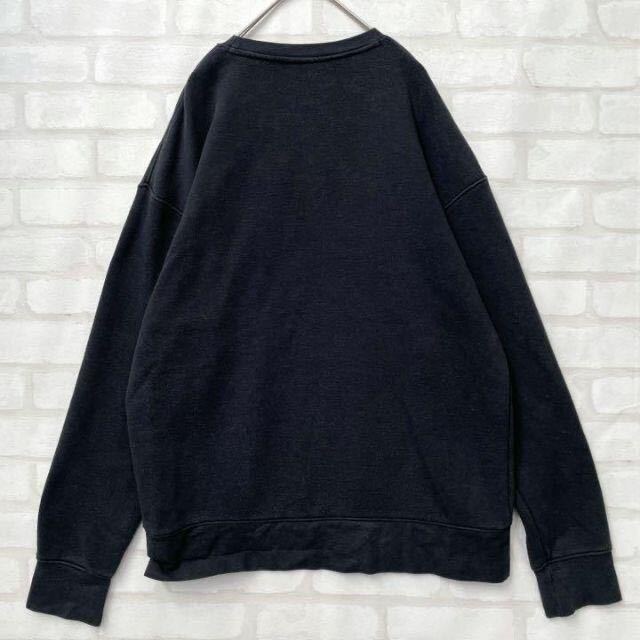 良デザイン】NIKE センターロゴ刺繍 スウェット トレーナー L 黒 人気