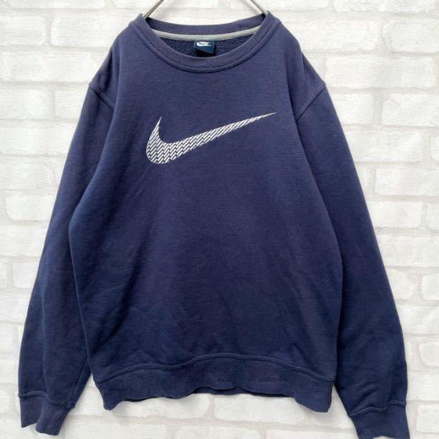 90s/紺タグ】ナイキ NIKE ビッグロゴ 刺繍 スウェットトレーナー