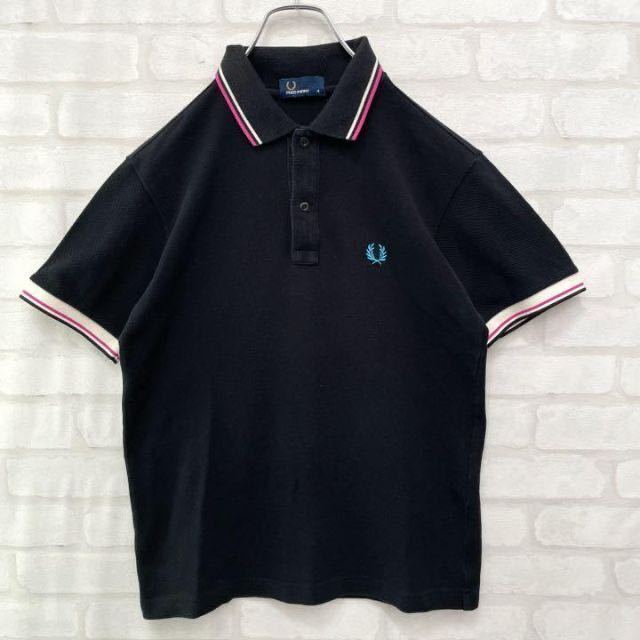 【大人気】FRED PERRY フレッドペリー ワンポイントロゴ 半袖 ポロシャツ メンズ Mサイズ