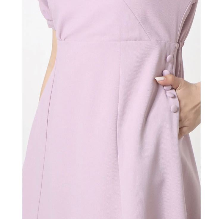 イムネス imness パフスリーブカシュクールワンピ （ピンク）薄紫　vネック 半袖　オシャレ　上品　ロングスカート ワンピース 定価11880円