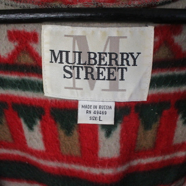 J456 80sビンテージ MULBERRYSTREET 総柄 フリースパーカー■1980年代製 表記Lサイズ ノルディック アメカジ ストリート アンティーク 90s_画像3