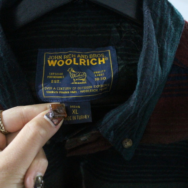 j905 90sビンテージ ウールリッチ WOOLRICH ボーダー柄 長袖ネルシャツ ボタンダウン■1990年代製 表記XLサイズ アメカジ 古着卸 80s 70s_画像3