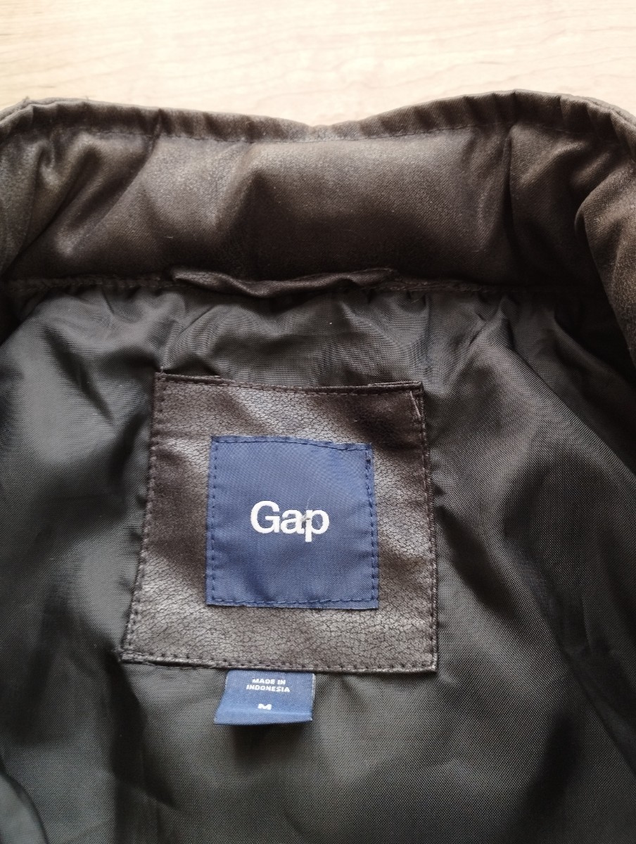 GAP ギャップ レザーライダースジャケット 革ジャンナイロンジャケット Mサイズ シングルライダース_画像3