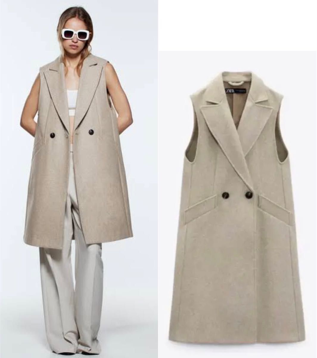 ZARA ダブルブレスト ソフトベスト XS ベージュ|Yahoo!フリマ ZARA ダブルブレスト ソフトベスト XS ベージュ|Yahoo!フリマ