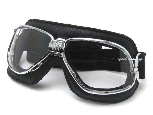 nannini Biker GOGGLE BLACK・CHROME × ANTI FOG CLEAR/ナンニーニバイカーゴーグルace cafe racerエースカフェレーサーハルシオンhalcyon_画像1