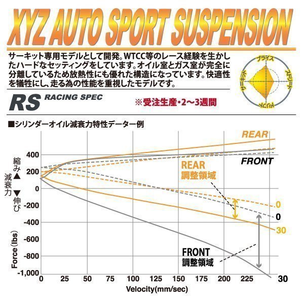 限定セール [XYZ JAPAN 車高調] JCG10,JCG11 ブレビス Ai250,Ai300 [フルタップ 全長調整式 減衰力調整 ピロアッパー] Racing Spec RS type RS-TO04-D