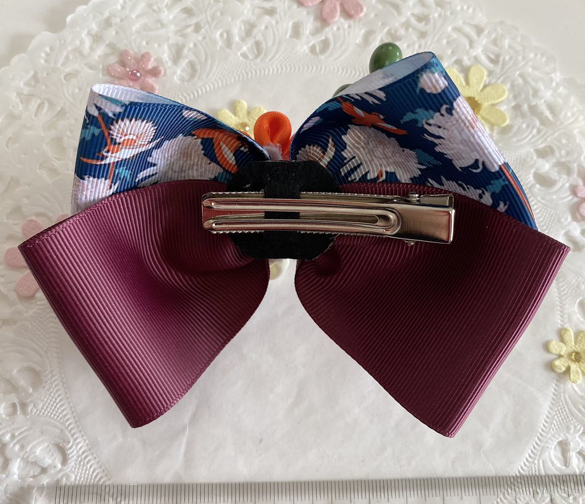  hand made ribbon Japanese style hair clip 60.. bird kimono . hakama graduation ceremony The Seven-Five-Three Festival hair ornament cat pohs postage included 