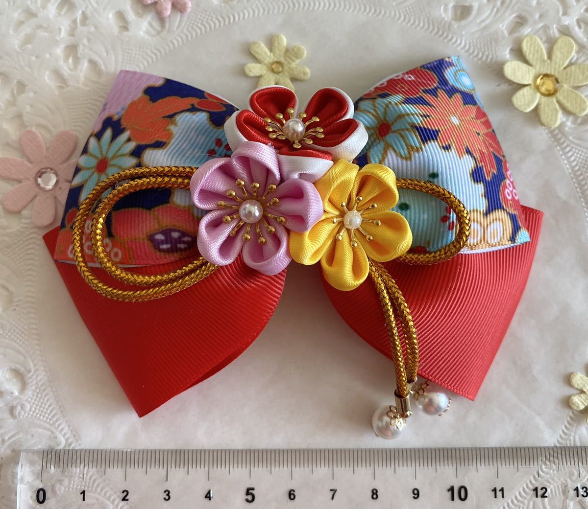  hand made ribbon Japanese style hair clip 22 flower . kimono hakama . The Seven-Five-Three Festival graduation ceremony hair ornament cat pohs postage included 