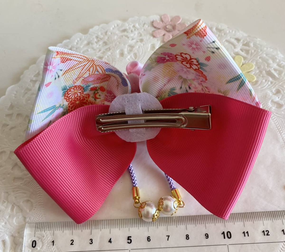  hand made ribbon Japanese style hair clip 57 flower . bamboo kimono hakama . The Seven-Five-Three Festival hair ornament cat pohs postage included 