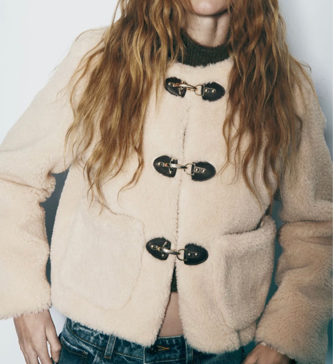 ZARA フェイクボアジャケット ロブスタークラスプ ザラ ショートコート Mサイズ