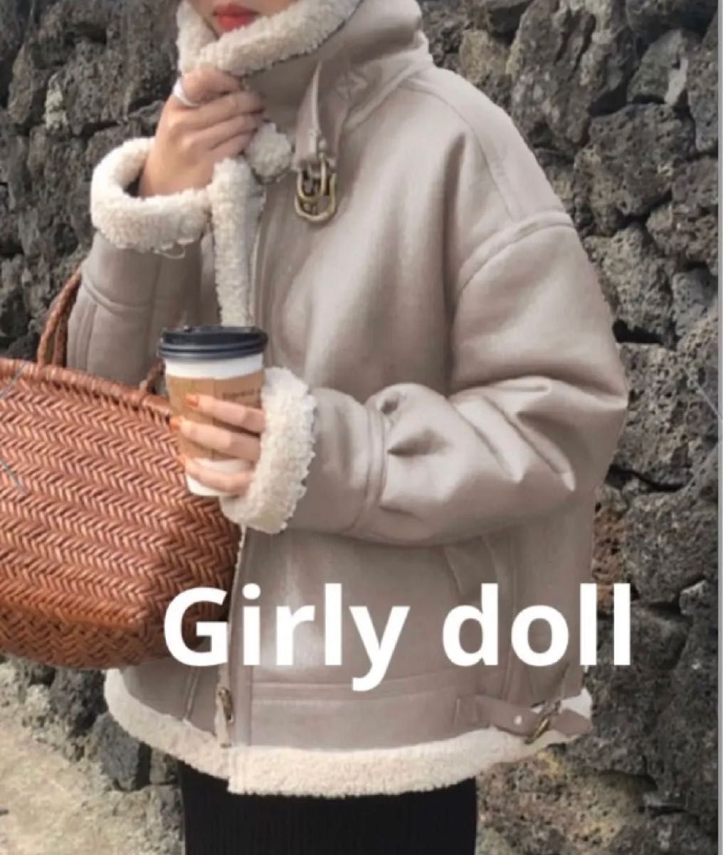 新品【Girly dollガーリードール】ボアブルゾン フェイクレザー
