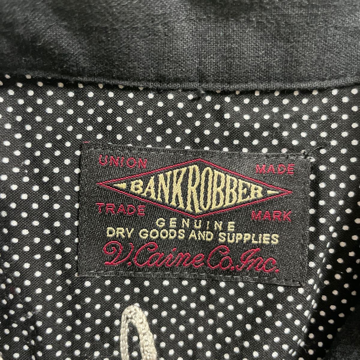 258 美品 BANKROBBER バンクローバー オープンカラー 長袖 ワークシャツ 開襟 バック刺繍 ブラック 黒 メンズ 31028N_画像4