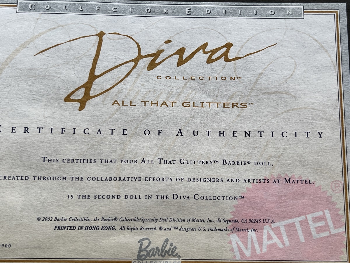 【未開封】バービーディーバコレクション/Ｂａｒｂｉｅ Diva Collection All That Glitters　Collector　2002年_画像6