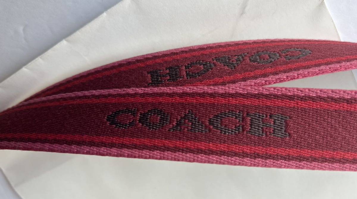 [ free shipping ] new goods * Coach COACH*CH693 neck strap ID case pass case signature pattern Ran yard card inserting wine red 2