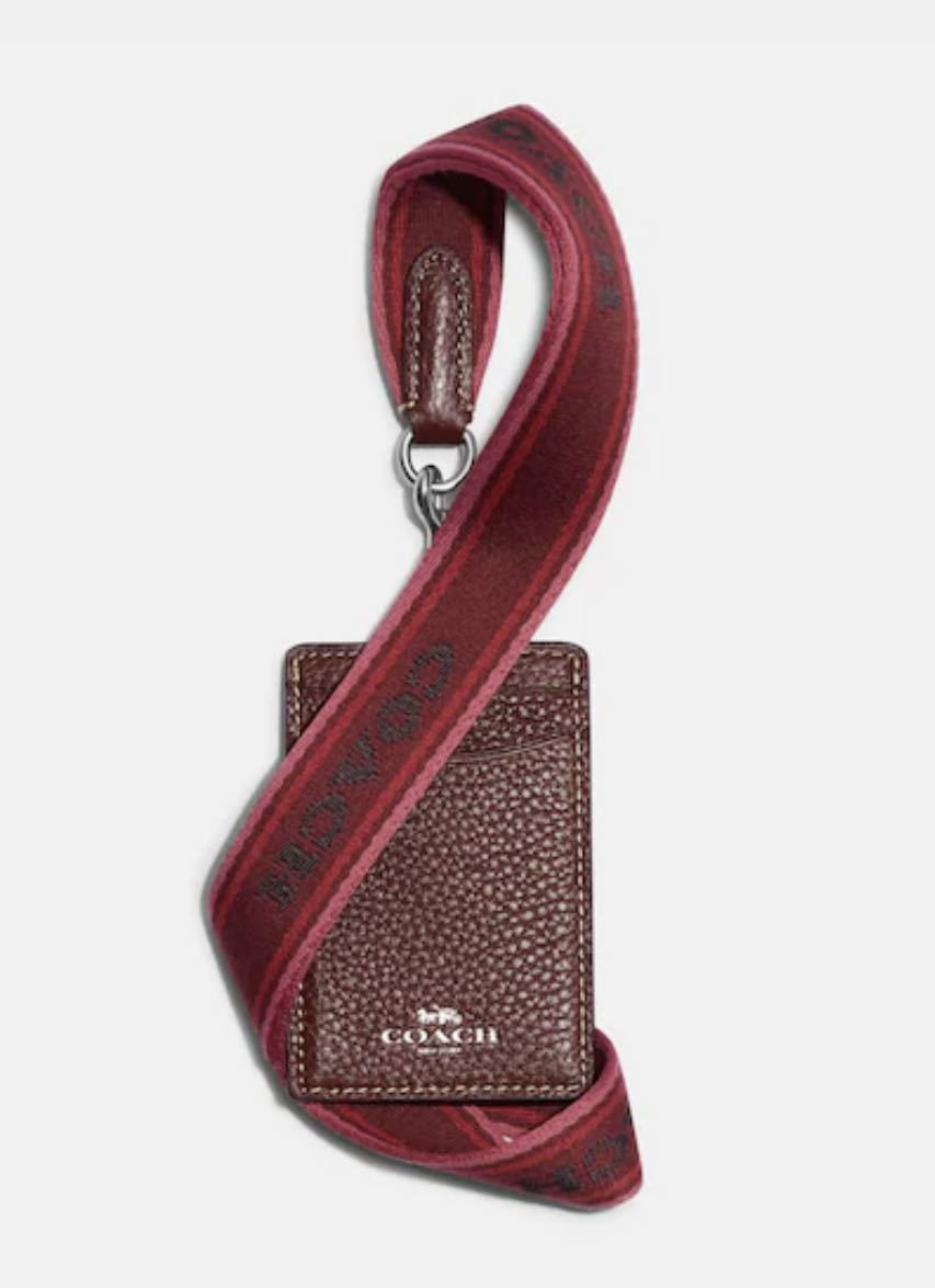 [ free shipping ] new goods * Coach COACH*CH693 neck strap ID case pass case signature pattern Ran yard card inserting wine red 2