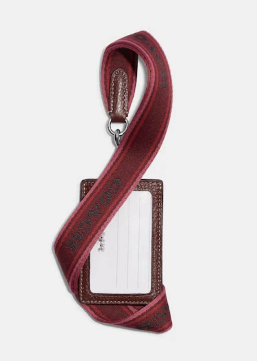 [ free shipping ] new goods * Coach COACH*CH693 neck strap ID case pass case signature pattern Ran yard card inserting wine red 2