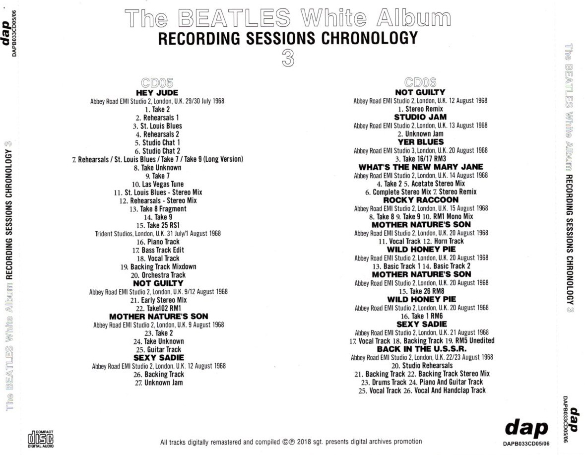 THE BEATLES / WHITE ALBUM : RECORDING SESSIONS CHRONOLOGY(12CD)_画像6