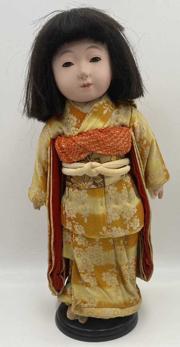 N1614 古い市松人形 女の子 高さ約39cm 日本人形 [御所人形木目込人形内裏雛人形] 明治時代
