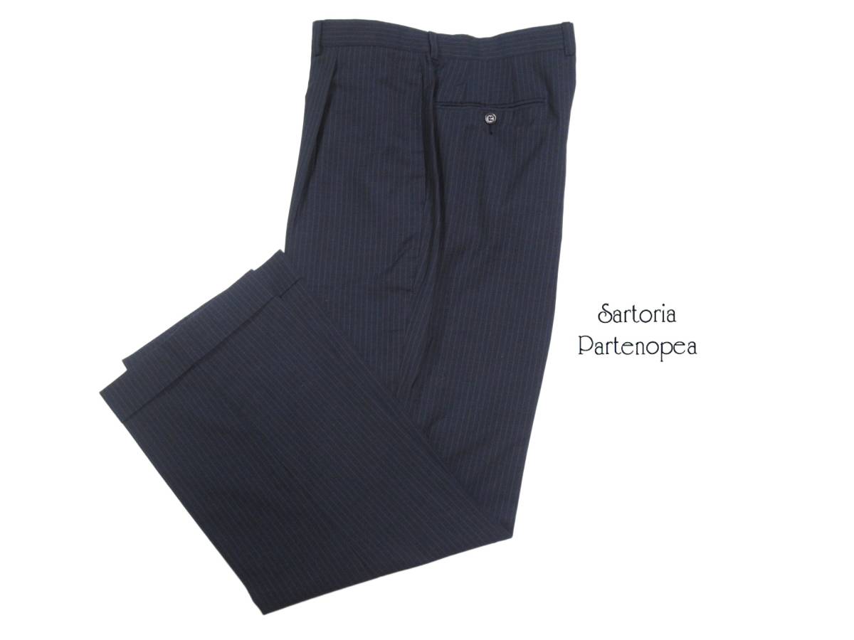 上質 Sartoria Partenopea サルトリアパルテノペア ピンストライプストライプ ジャケット パンツ スーツ 52 2XL程度_画像9