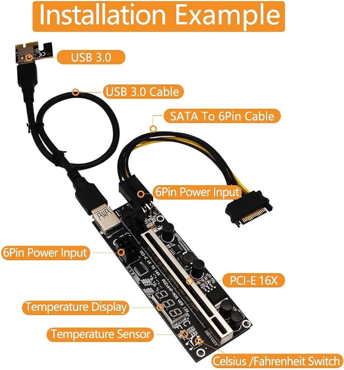 Thinaokii 4セット PCIEライザー 1X~16Xグラフィック拡張