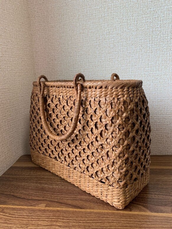 山葡萄 山葡萄籠バッグ 手作り 山葡萄かごバッグ 二重編み 内布あり