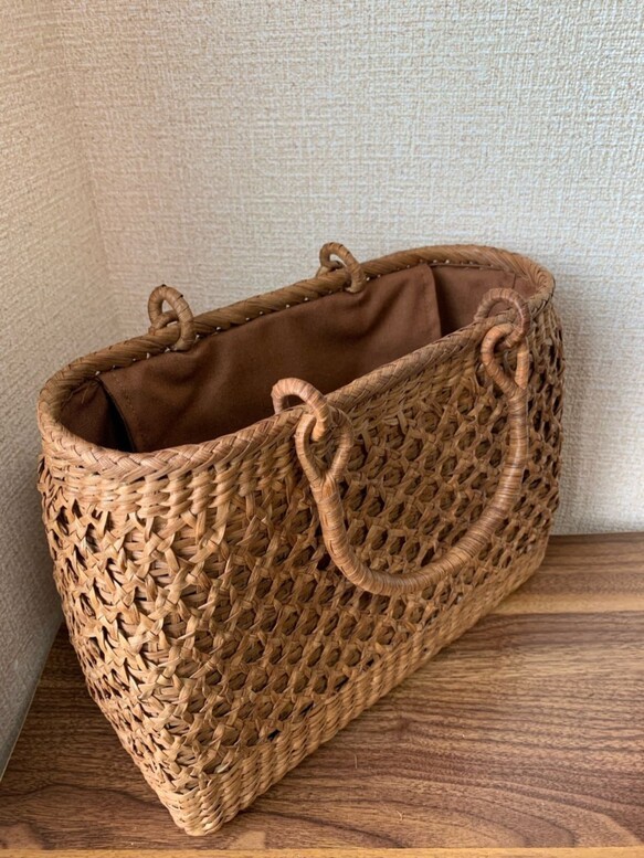 山葡萄 山葡萄籠バッグ 手作り 山葡萄かごバッグ 二重編み 内布あり