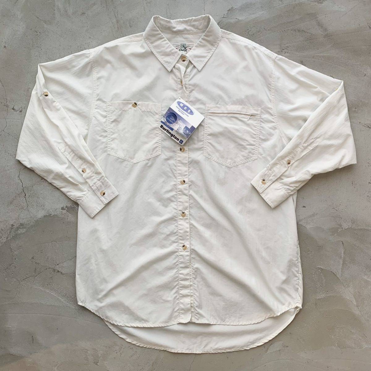 オービス ORVIS 長袖シャツ ナイロンシャツ nylon shirt タグ付き フラッシャー付き 古着 白シャツ 90s 90年代