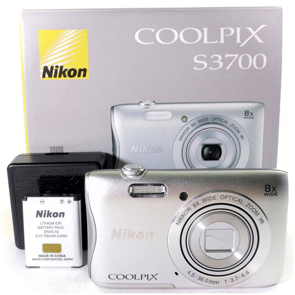 《極上美品》 中古カメラ コンパクトデジタルカメラ ニコン NIKON COOLPIX S3700 シルバー コンデジ k2463