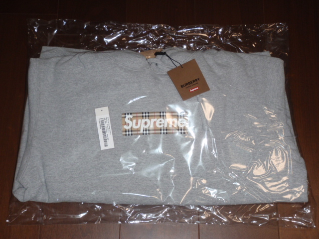 Supreme ss Burberry Box Logo Hooded Sweatshirt Heather Grey