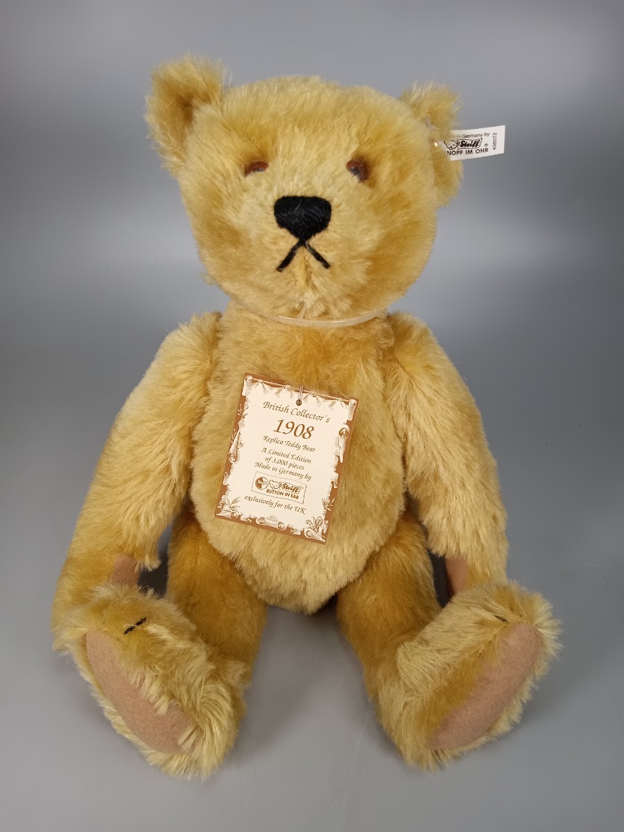 A0313 Steiffシュタイフ 3000体限定 REPLICA 1994TEDDY BEAR 1908 BLOND 40 LMITEDEDITION レプリカ テディベア 全長 40cm _画像2