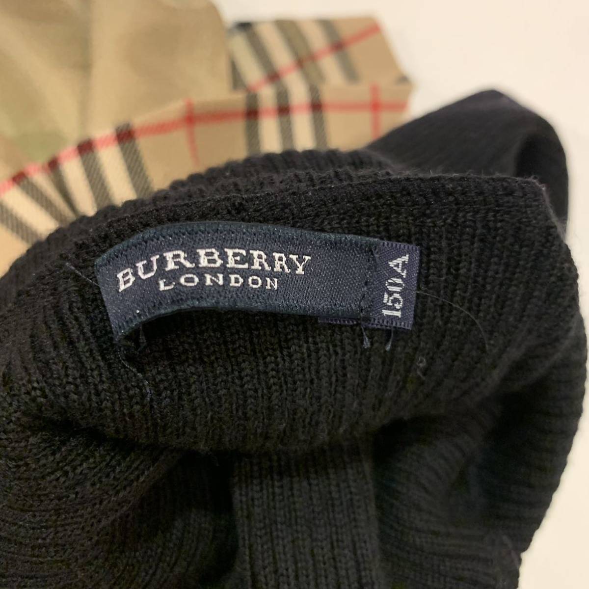 .美品BURBERRY LONDON バーバリーロンドン ノバチェック 切替 ドッキングワンピース ニットワンピース ハイネック ベルト