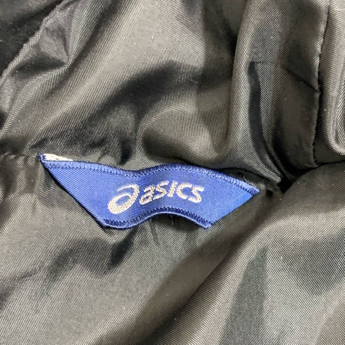 6087. asics アシックス ロング ダウン ベンチコート ダウン70% XL ダウンコート ダウンベンチコート 黒 ブラック_画像6