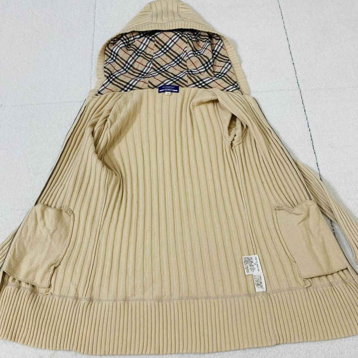 BURBERRY BLUE LABEL ウール リブニット ジップパーカー BURBERRY BLUE LABEL ウール リブニット ジップパーカー