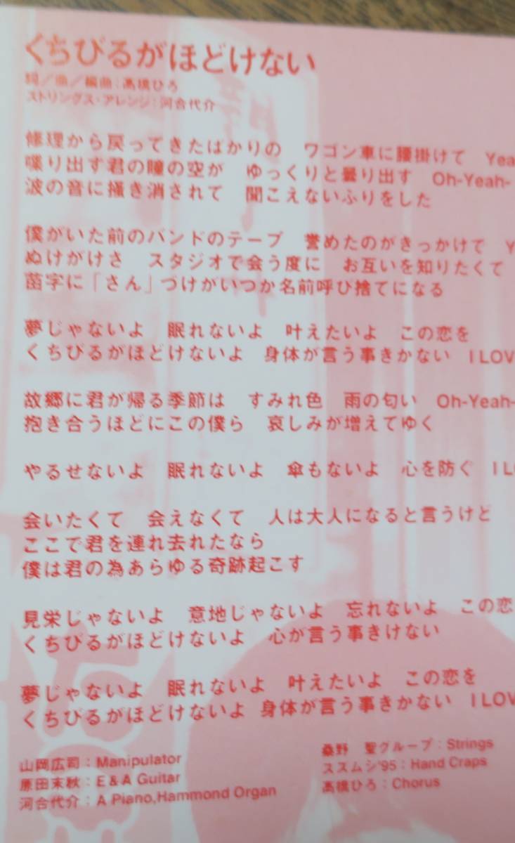 高橋ひろ吉祥寺くちびるがほどけない[検]山岡広司CD原田末秋8cm河合代介チューリップ香取良彦/西野欣哉/寺川知紀/桑野聖ポプシクル土橋雅樹_画像5