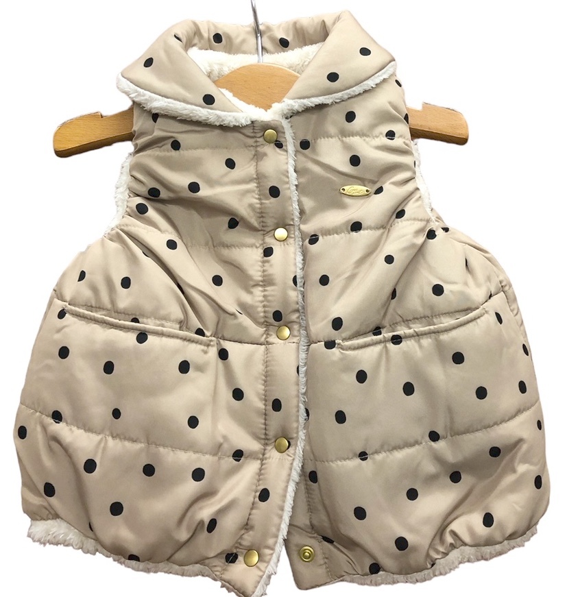 ■即決★新品タグ付 Crescent クレセント★ドット柄 あったか 里ボア えり付き ベスト★防寒 110cm 5-6才 ￥3190