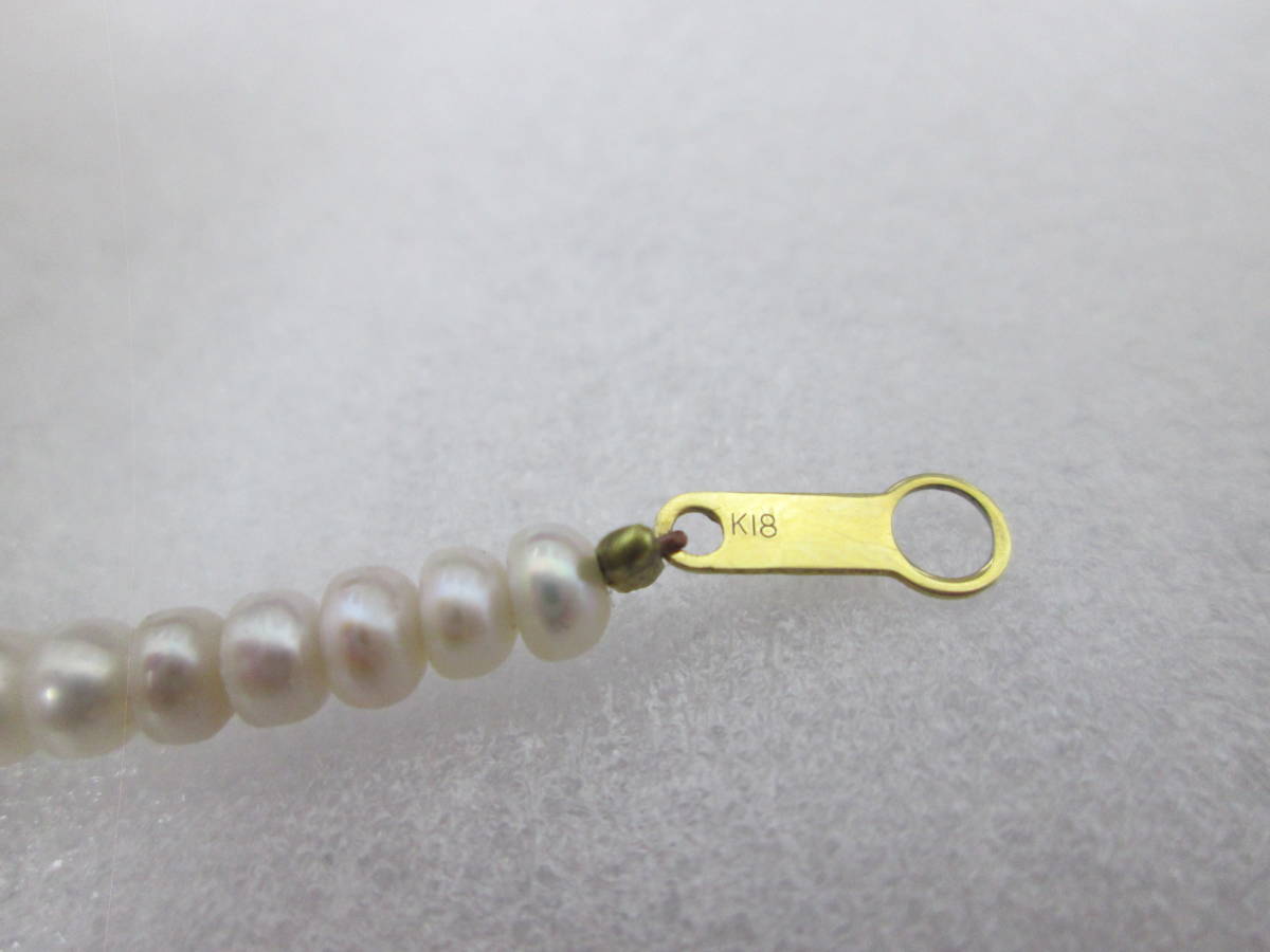 (92)♪パールネックレス 真珠 留め具K18 全長約41ｃｍ 約8.4g ベビーパール_画像7