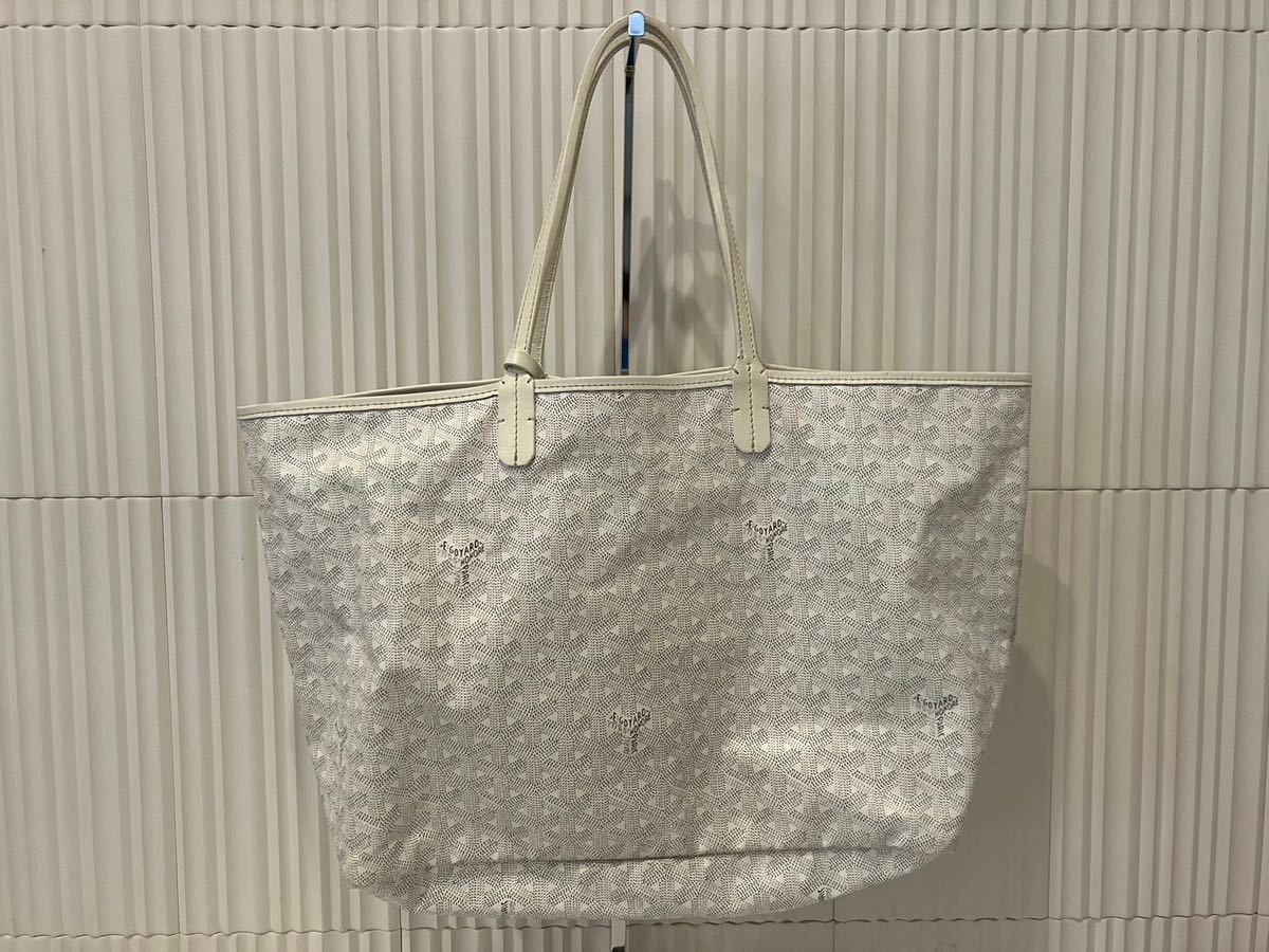 保障できる ゴヤール トートバッグ サンルイPM 白
