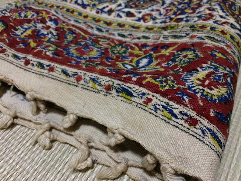 インド更紗 インド綿 アンティーク 古布 古裂 帛紗 生地 約115cm×120cm
