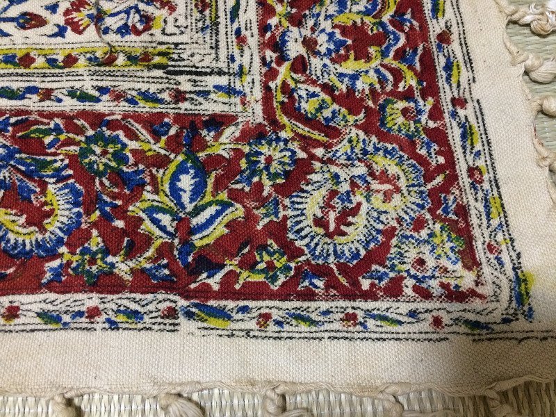 インド更紗 インド綿 アンティーク 古布 古裂 帛紗 生地 約115cm×120cm