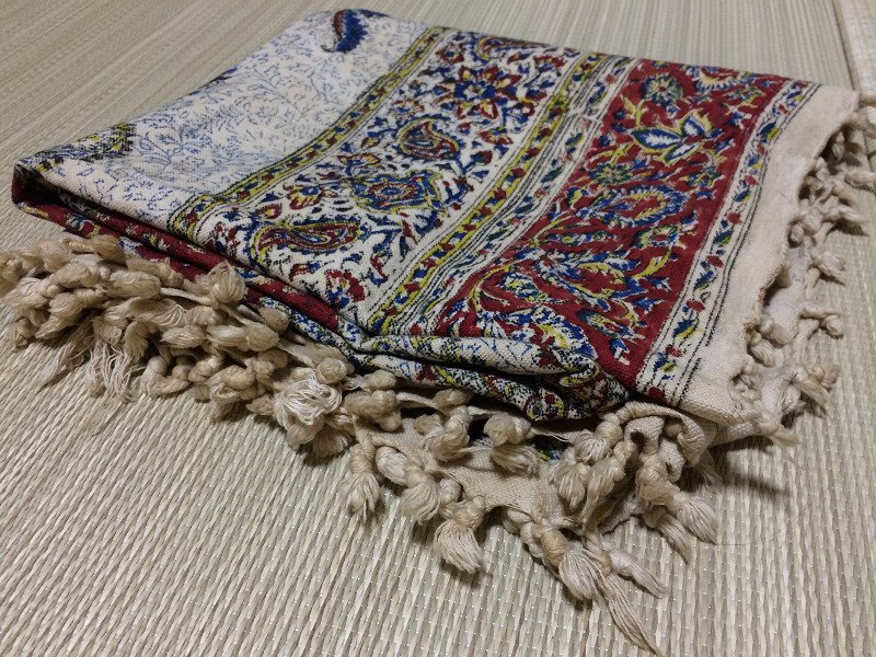 インド更紗 インド綿 アンティーク 古布 古裂 帛紗 生地 約115cm×120cm